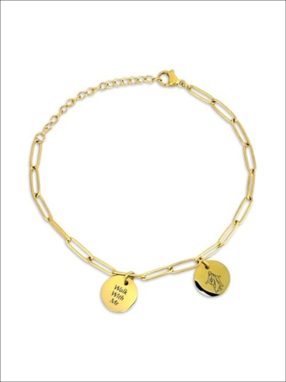 Walk With Me Stainless Steel Jesus Charm Bracelet Adjustable Faith Jewelry